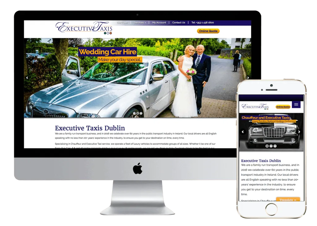 Executive Taxis Website and Phone Mockup